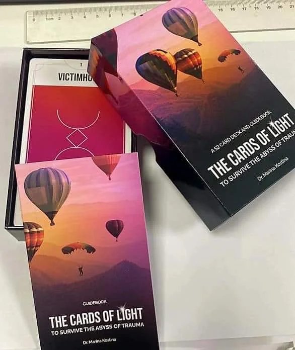 This deck of cards accompanies Dr. Kostina’s Amazon bestselling book 52 Pieces: A Manual of Light to Survive the Abyss of Trauma